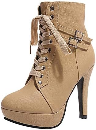 Lolittas Ankle Winter Boots Women Shoes, Steel Toe Cap Riding High Stiletto Heel Lace Up 70S 60S Retro Chukka Gothic