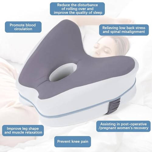 Romon Dark Grey Sleeping Leg Pillow, Butterfly Shape Pillow for Side Sleeper with Cooling Fabric - Orthopedic Pillow to Relieve Knees, Ankles and Hips
