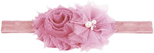 Baby Girl Headbands with Mesh Crystal and Flower Photo Prop (Hand-made with love) (Pack of 1-Pink)