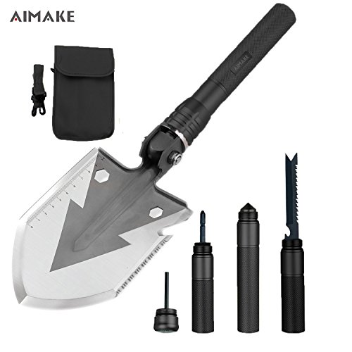 Super High Strength Military Folding Shovel with Carrying Pouch for Camping,Hiking,Backpacking,Fishing,Tactical Army Surplus Multitool,Trench Entrenching Tool,Car Emergency (black, 29) - Thumbnail 7