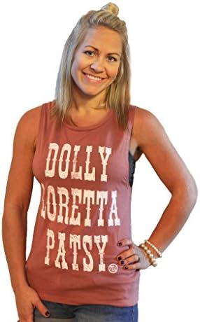 Tough Little Lady Womens Country Graphic Tees Dolly Loretta Patsy Muscle tan Muscle Shirt