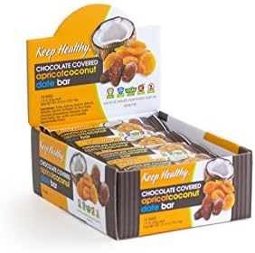 Keep Healthy Chocolate Covered Apricot Coconut Date Bars | Certified Non-GMO, Vegan, Gluten Free, Kosher | 1.6-Ounce 16 Bars per Box