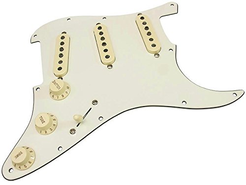 HDCustom Guitar Supply Loaded Pickguard for Stratocaster with Fender Pure Vintage '59 Pickup Set, Parchment/Aged White