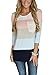 LISTONE Womens o-neck Striped 3/4 Sleeve Floral Blouse Tops patchwork casual blouse Pink S