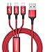USB 3 in 1 Cable, Acessorz Multi Charger 3 in 1 Dual Lightning & Micro USB Nylon Braided Fast Charging Cable Cord for iPhone X, iPhone 8/7 Plus, iPhone 6/6S plus/5/SE, iPad, Android devices (Blue)