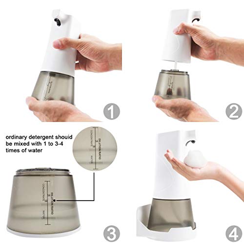 POLARPRA 12 oz Touchless Foaming Dispenser Rechargable Auto Soap Dispenser Stand or Wall Mounted for Toilet/Kitchen/Countertop/Bathroom