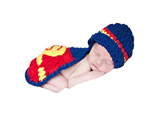 CX-queen® Newborn Superman Infant Baby Knit Crochet Handmade Photography Photo Props