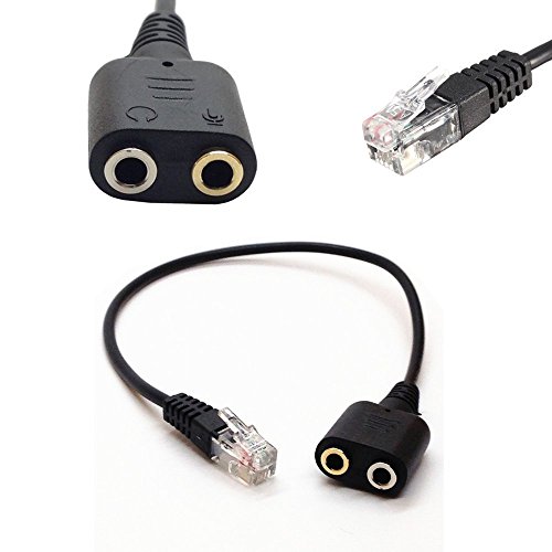 SINCODA 2 Pack RJ9 4P4C Male to 3.5mm Female Headset Phone MIC Audio Splitter Adapter Cable