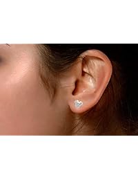 Pendientes de tuerca con circonita cúbica blanca brillante en oro de 14 quilates sobre plata de ley