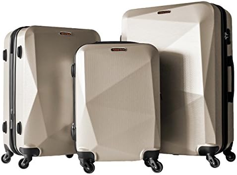 3 Piece Luggage Set Durable Lightweight Hard Case Spinner Suitecase LUG3 HD1629 GOLD