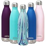 MIRA Vacuum Insulated Water Bottle | Double Walled Stainless Steel Cola Shape Travel Water Bottle - No Sweating, Keeps Your Drink Hot & Cold | 25 Oz (750 ml) | Blue Wave