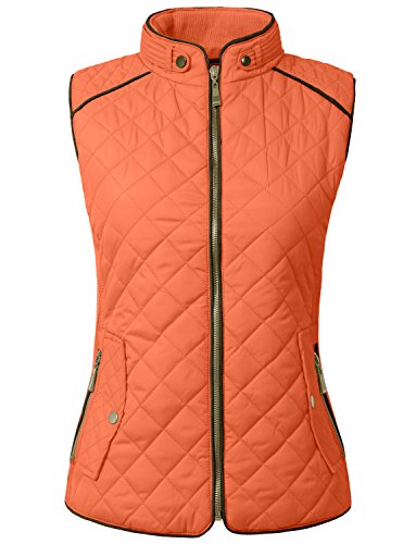 NE PEOPLE Womens Lightweight Quilted Zip Vest-RUST-L