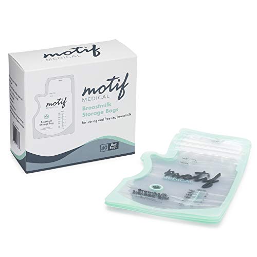 Motif Medical, Milk Storage Bags, 8 oz Milk Freezer Bag with Easy Pour Spout, BPA Free, Write-On Label – 40 Count