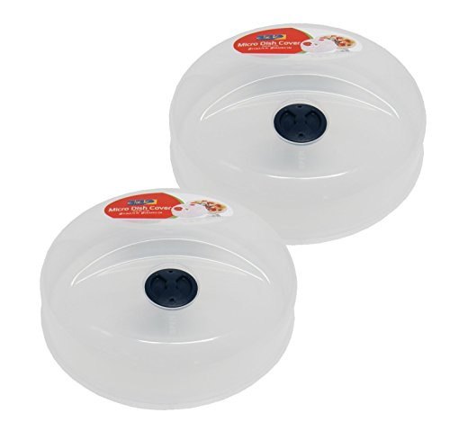 Set of 2 Superior Quality Click Plastic Microwave Plate Cover with Cooling Vent, 9.75" x 3.75"