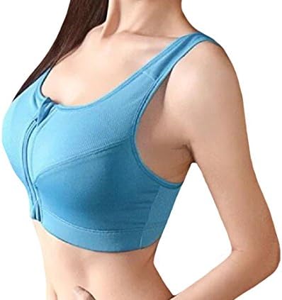 Comaba Women Everyday Homewear Wire-Free Front Zipper Running Bra
