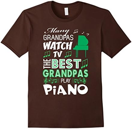Mens Many Grandpas Watch TV Best Play Piano Instrument Tshirt 2XL Brown