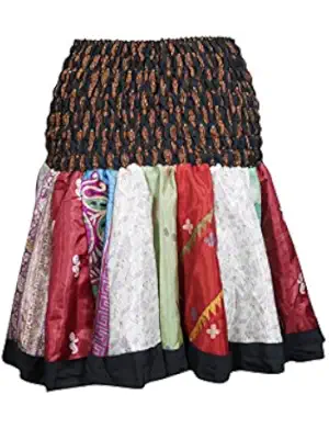 Womens Mini Skirts Flirty Black Vintage Silk Flowy Swing Skater Skirts OneSize