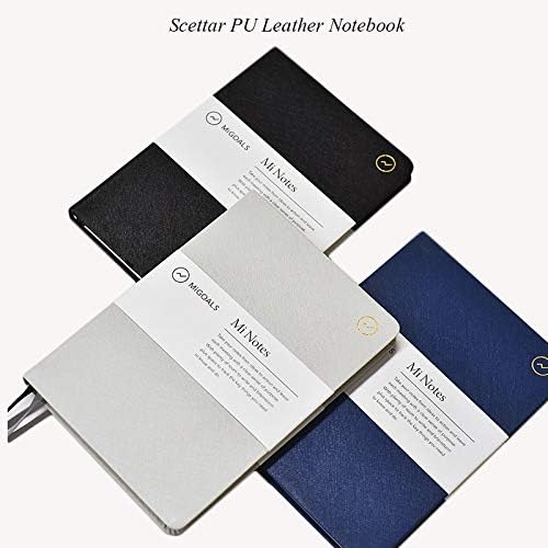 Scettar Classic business hardcover Notebook PU Leather Student Diary Note Book 8.19X5.71 inches A5 80gsm Premium Lined Paper Writing Notepad 88 Sheets/76 Pages Journal for Travel/Office/School