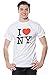 Mens I Love NY Short Sleeve T-Shirt White (Large)