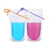 Hestya (50 Packs) Drink Bags Stand up Reclosable Zipper Drinking Pouches, 5.1 by 9.1 Inches, Translucent, 8 mil