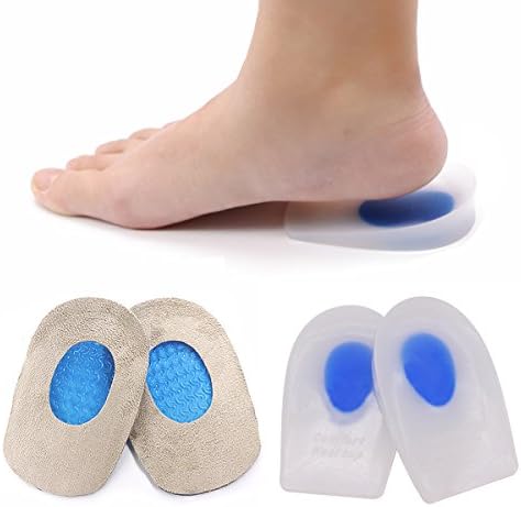2 Pairs Silicone Gel Heel Cups Plantar Fasciitis Cushions Inserts for Bone Spurs Pain Relief