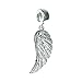 Queenberry Sterling Silver Angel Wing Feather Guidance European Style Dangle Bead Charm