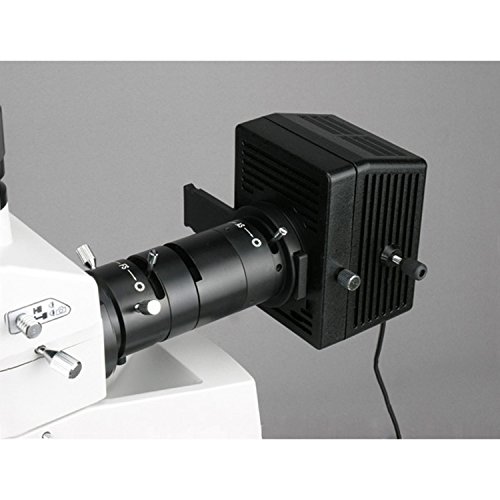 AmScope ME320T-PZ-8M Digital Polarizing Trinocular Metallurgical Microscope, WF10x Eyepieces, 50X-500X Magnification, 30W Halogen Illumination with Rheostat, Double-Layer Mechanical Stage, Sliding Head, High-Resolution Optics, 90-240V, Includes 8MP Camera