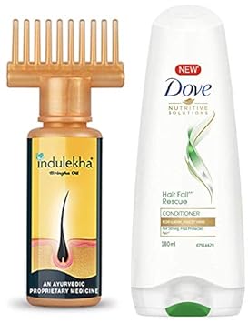 Indulekha Bhringa Hair Oil, 100ml & Dove Hair Fall Rescue Conditioner, 180ml
