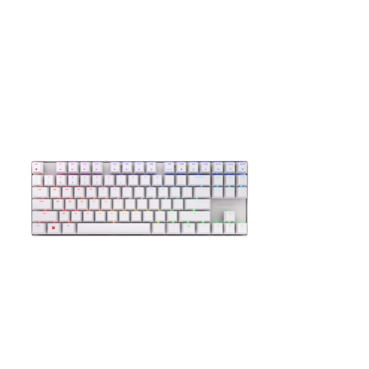 Cherry MX 8.2 TKL Wireless Gaming Keyboard. Compact TenKeyLess. Mechanical 87 Keys RGB Backlit Keys ABS Keycaps. MX Red Switch. Aluminum Carrying Case Included.