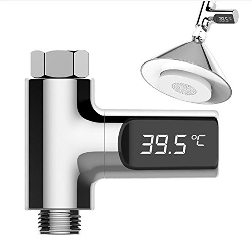 Shower Thermometer,yanQxIzbiu LED Home Water Shower Thermometer Flow Temperature Monitor for Baby Care - Silver