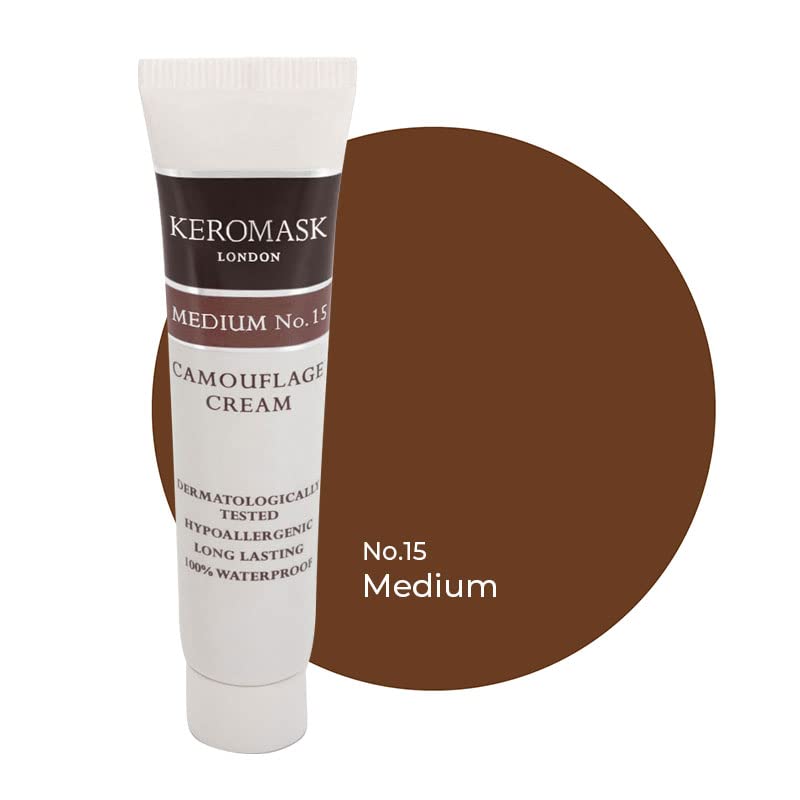 Keromask Full Coverage Hypoallergenic Concealer Shade MEDIUM No 15 to Camouflage Vitiligo, Tattoos, Redness and Rosacea, Waterproof and Suitable for All Skin Types 1 x 15ml — image 1
