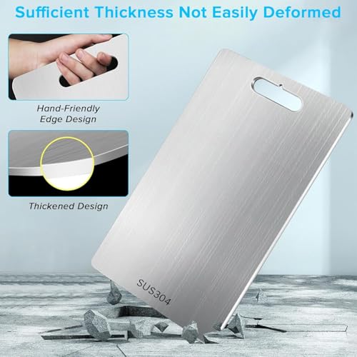 Stainless Steel Cutting Board for Kitchen,Upgrade Double Sided Use chopping board for Vegetables, Fruits Cutter, Meats,Dishwasher Safe(39 * 29cm)