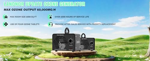 Ozone Generator 60,000mg/h, Ozone Air Purifier Deodorizer for Areas of 6,000 Square Feet, Efficient odor removal for Home, Basement, Smoke, Pet Room,Factory,Mall