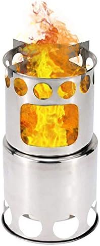 Senril Camping Stove Backpacking Cookware Set—Ultralight Portable Stainless Steel Wood Burning Camp Stove 3 in 1. Outdoors Cooking Kit for Hiking,Hunting,Backpacking, Camping,Survival, BBQ