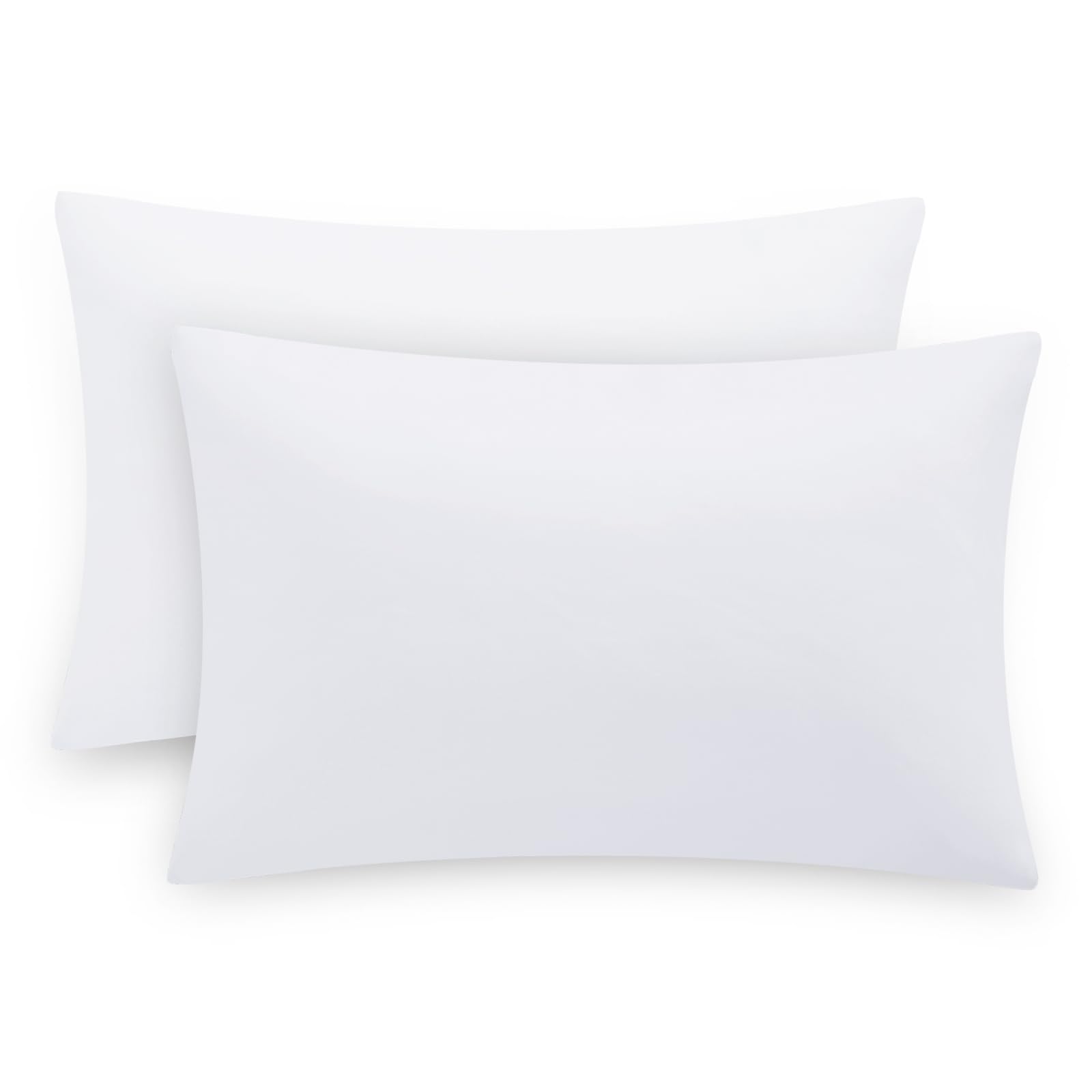 Tifschlaf Pillow Cases 2 Pack - White Pillowcases Plain Pack of 2, Super Soft Brushed Microfiber Standard Queen Pillow Covers With Envelope Closure, 50x75 cm