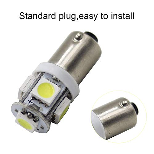 Yolu 2pcs LED Car Lights Bulbs BA9 BA9S 5SMD Super Bright White Turn Signal Light Bulbs 53 57 182 257