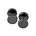 Zysta Pair Black Barbell Screw Stainless Steel Piercing Earring Studs Plug Tunnel Women Men 8mm