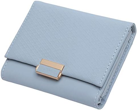 Luxury Wallet Female Leather Women Leather Purse Plaid Wallet Ladies Hot Change Card Holder Coin Small Purses for Girls,Light Blue