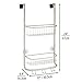 mDesign Stainless Steel Bath/Shower Over Door Caddy, Hanging Storage Organizer 2-Tier Rack with 6 Hooks and 2 Baskets - Holder for Soap, Shampoo, Loofah, Body Wash, Omni Collection, Satin