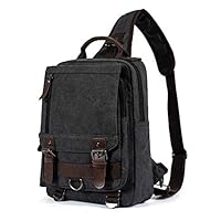 H HIKKER-LINK Mens Messenger Bag Womens Laptop Sling Backpack Medium Black