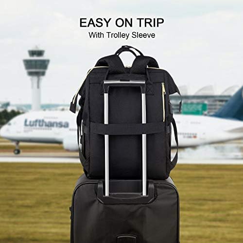 Laptop Backpack for Women Fashion Travel Bags Business Computer Purse Work Bag with USB Port, Black 5 Laptop Backpack for Women Fashion Travel Bags Business Computer Purse Work Bag with USB Port, Black