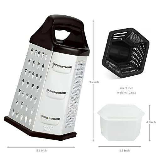 DCHDCO Stainless Steel Box Grater, 6 in 1 multifunctional grater, Best