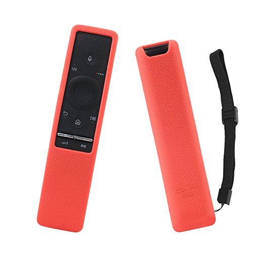 SIKAI Silicone Remote Case For Samsung BN59-01241A BN59-01242A BN59-01292A Remote Cover Shockproof Washable Remote Protector For Samsung UHD TV Remote Texture Design With Lanyard (Red)