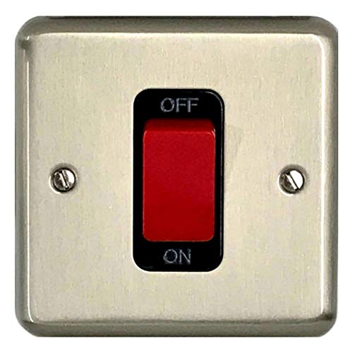 Deta Decorative 45A DP Switch Satin Chrome Black - 1923SCB