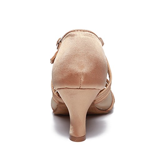 CLEECLI Women's Ballroom Dance Shoes Latin Salsa Dancing Shoes+Shoes Bag ZB04(9,Gold)
