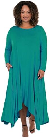 Women's Long Loose Casual Asymmetrical Oversize Handkerchief Hem Jersey Maxi Dress (Made In The USA)