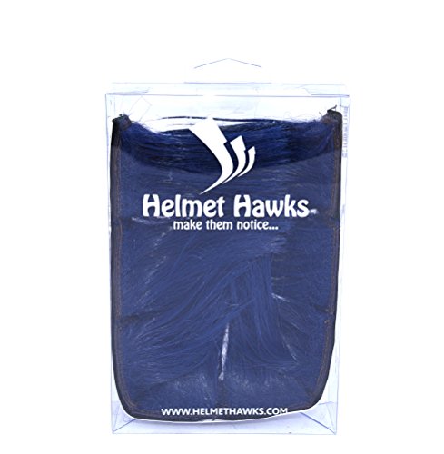 Helmet Hawks Motorcycle, Ski or Snowboard Helmet Mohawk w/Sticky Hook and Loop Fastener Adhesive (8) Hair Patches 2" long x 6" Tall - Deep Ocean Blue