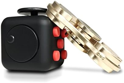 (1) OMG Fidget Spinner - (1) OMG Fidget Cube (Black/Red) Combo