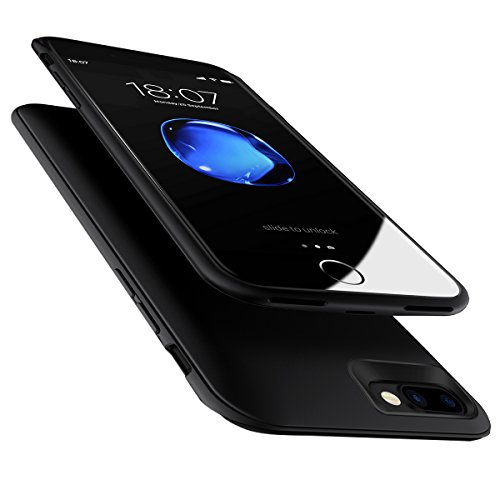 iPhone 8 Plus Battery Cases, Ultra-thin Battery Case for iPhone 7 Plus Charging Case Up to 7300 mAh Capacity, Extended Battery Power Charger for Apple iPhone 8 Plus / 7 Plus (Black)