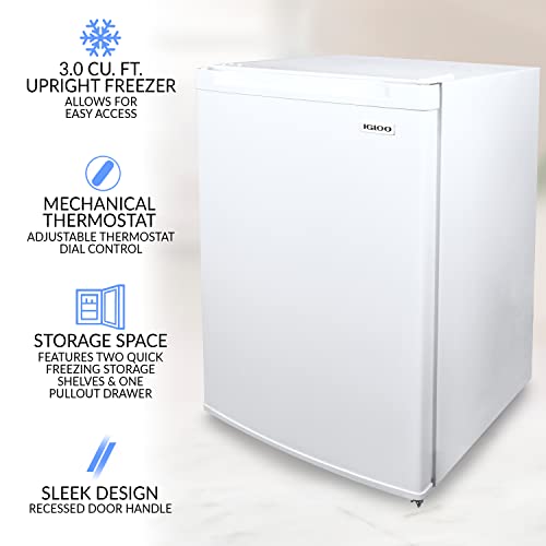 Igloo Cu.Ft. Compact Upright Freezer with Storage Drawer, 2 Quick